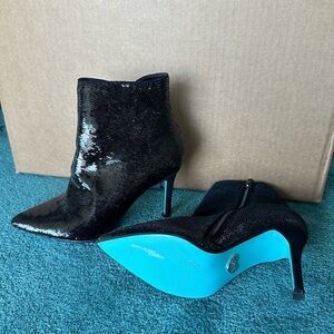 Betsy Johnson Black Sequined Ankle Boots